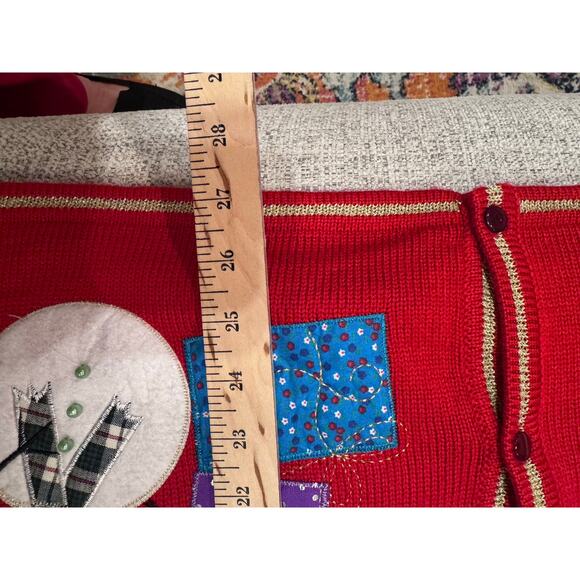 Ugly Christmas Sweater Vest Red Snowman Gold Pearls Plus Size 2X (20) - Picture 8 of 10
